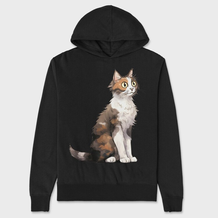 Calico Cat Sitting, Hanorac Oversize Barbati (Unisex)