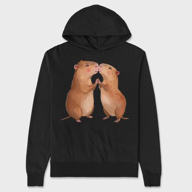 Capybara Lover Pair, Hanorac Oversize Barbati (Unisex)