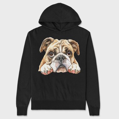 Bulldog Face Clipart, Hanorac Oversize Barbati (Unisex)