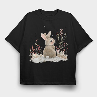 Bunny Snow Bushes, Tricou Oversize Barbati (Unisex)