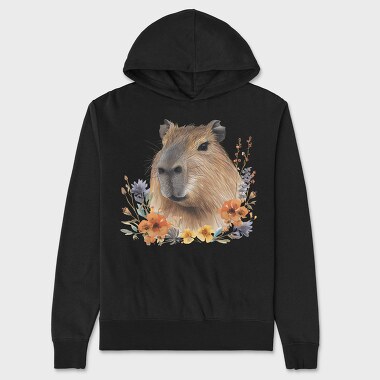 Capybara Flower Friend, Hanorac Oversize Barbati (Unisex)