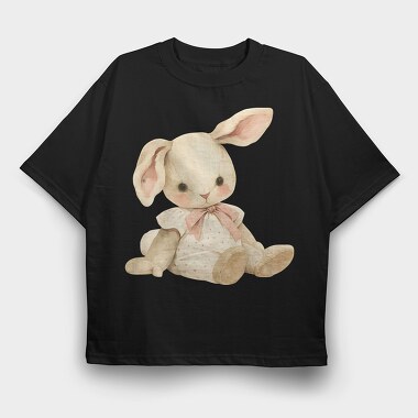 Bunny Watercolor Art, Tricou Oversize Barbati (Unisex)