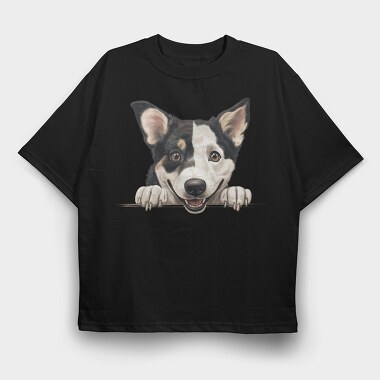 Canaan Peeking Dog, Tricou Oversize Barbati (Unisex)