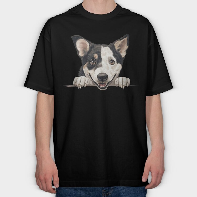 Canaan Peeking Dog, Tricou Oversize Barbati (Unisex)