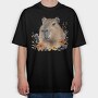 Capybara Flower Friend, Tricou Oversize Barbati (Unisex)
