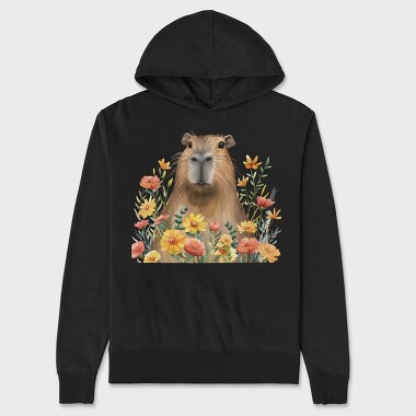 Capybara Flower Friends, Hanorac Oversize Barbati (Unisex)