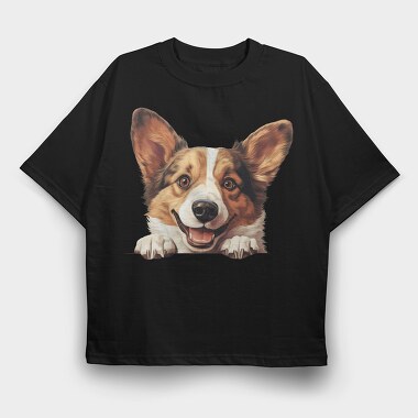 Cardigan Welsh Corgi Peeking, Tricou Oversize Barbati (Unisex)