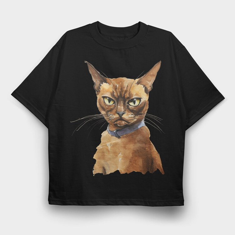 Burmese Cat Brown, Tricou Oversize Barbati (Unisex)