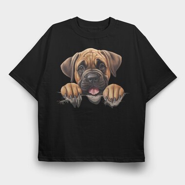Bulldog Peeking, Tricou Oversize Barbati (Unisex)