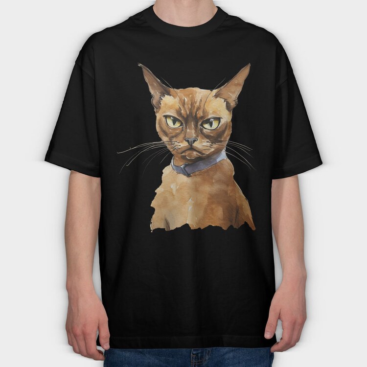 Burmese Cat Brown, Tricou Oversize Barbati (Unisex)