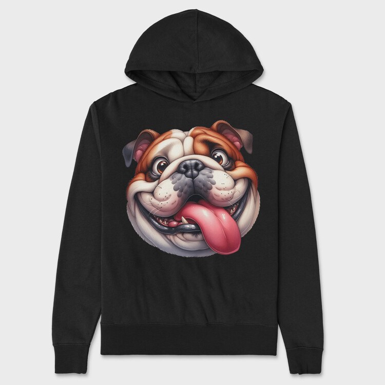Bulldog Tongue Out, Hanorac Oversize Barbati (Unisex)
