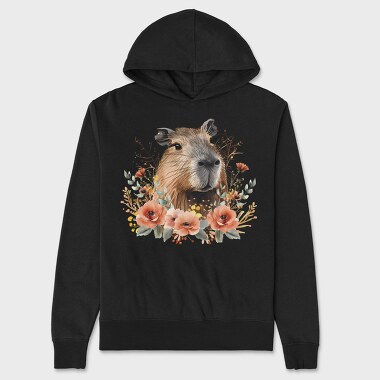 Capybara Flowers 8, Hanorac Oversize Barbati (Unisex)