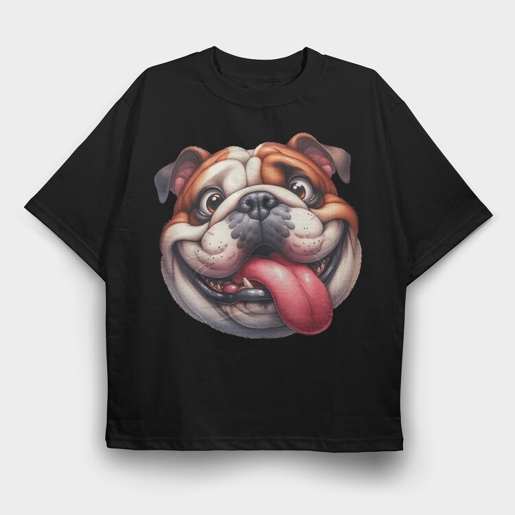 Bulldog Tongue Out, Tricou Oversize Barbati (Unisex)