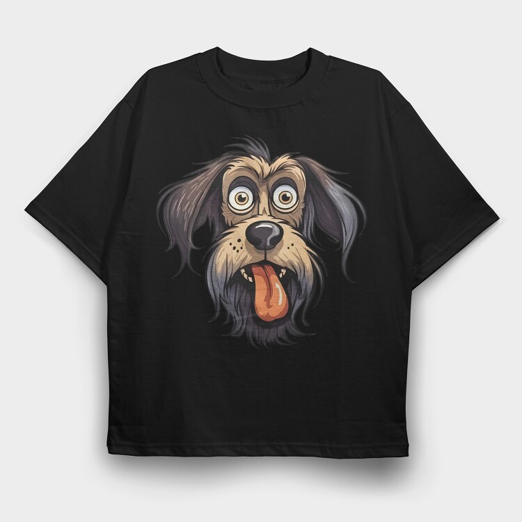 Cartoon Dog Face Joy, Tricou Oversize Barbati (Unisex)