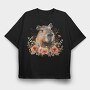 Capybara Flowers 8, Tricou Oversize Barbati (Unisex)