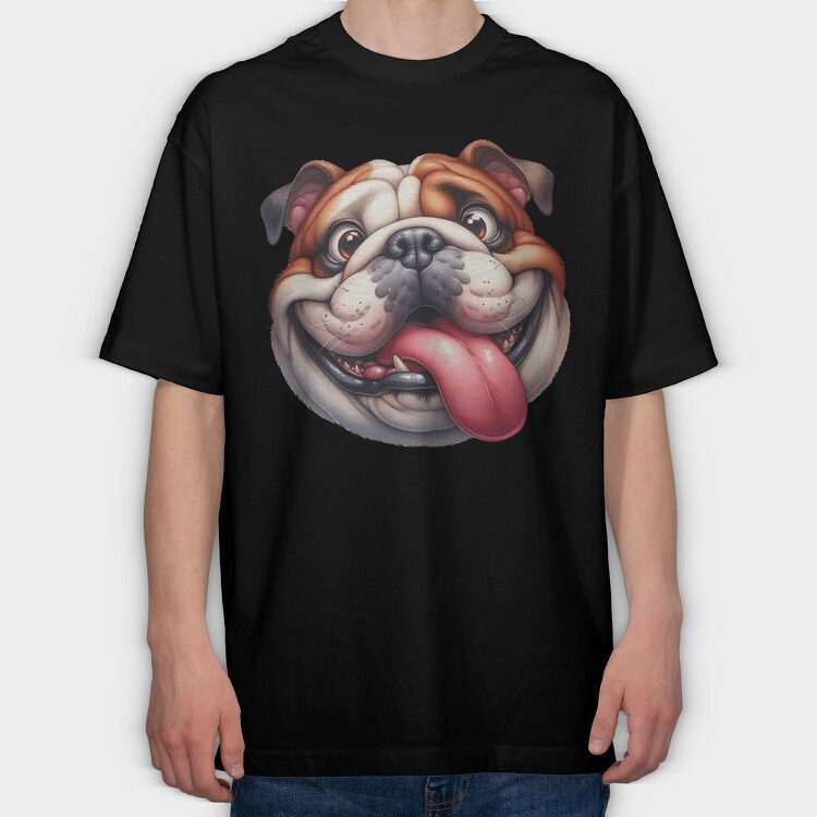 Bulldog Tongue Out, Tricou Oversize Barbati (Unisex)