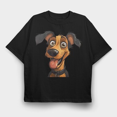 Cartoon Dog Smile, Tricou Oversize Barbati (Unisex)