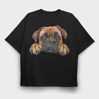 Bullmastiff Peeking Face, Tricou Oversize Barbati (Unisex)