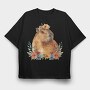 Capybara Flowers Crown, Tricou Oversize Barbati (Unisex)