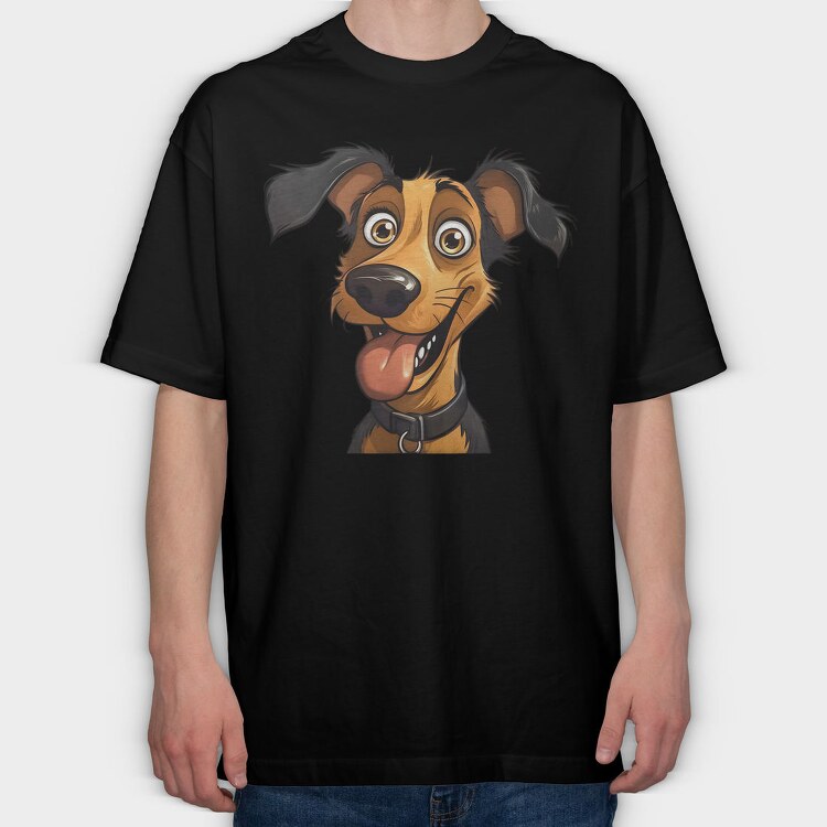 Cartoon Dog Smile, Tricou Oversize Barbati (Unisex)