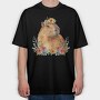 Capybara Flowers Crown, Tricou Oversize Barbati (Unisex)