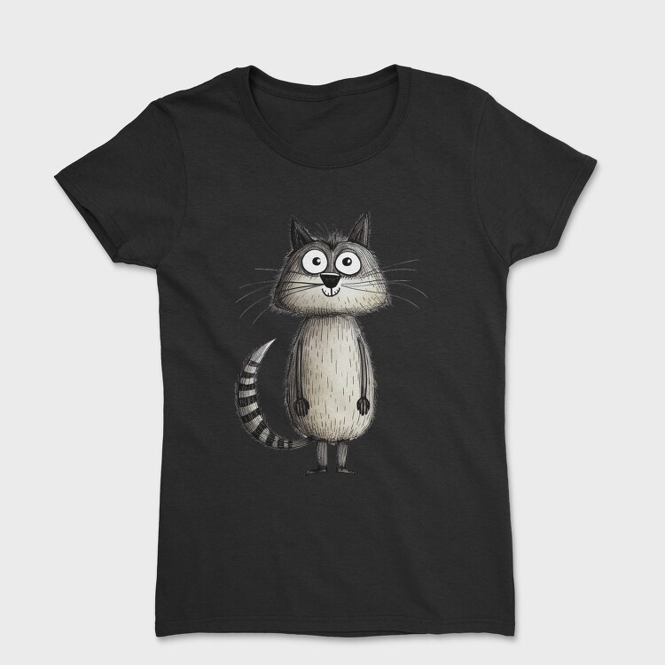 Cartoon Raccoon Minimalist, Tricou Femei