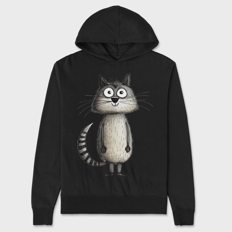 Cartoon Raccoon Minimalist, Hanorac Oversize Barbati (Unisex)