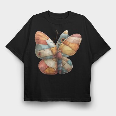 Butterfly Patchwork Clipart, Tricou Oversize Barbati (Unisex)