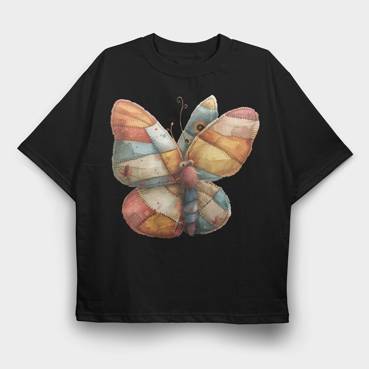 Butterfly Patchwork Clipart, Tricou Oversize Barbati (Unisex)
