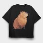 Capybara Clipart Flowers, Tricou Oversize Barbati (Unisex)