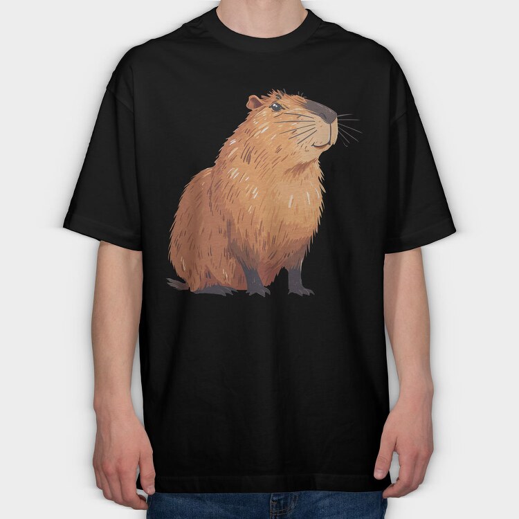 Capybara Clipart Flowers, Tricou Oversize Barbati (Unisex)