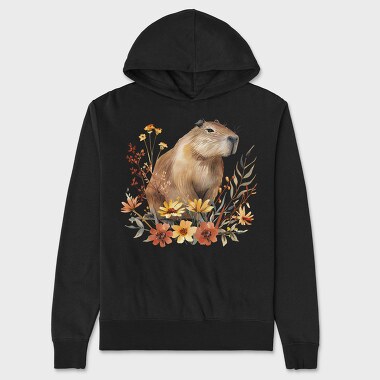 Capybara Flower Bouquet, Hanorac Oversize Barbati (Unisex)