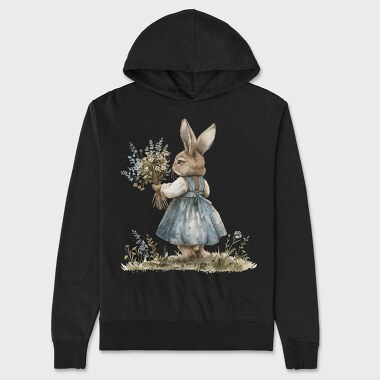 Bunny Flower Bouquet, Hanorac Oversize Barbati (Unisex)