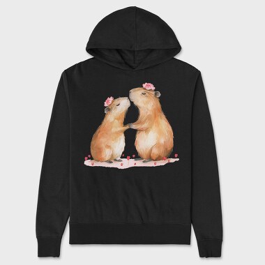 Capybara Love Hearts, Hanorac Oversize Barbati (Unisex)