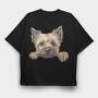 Cairn Peeking Face, Tricou Oversize Barbati (Unisex)