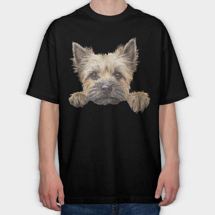 Cairn Peeking Face, Tricou Oversize Barbati (Unisex)