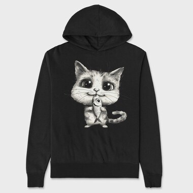 Cat Fish Cartoon, Hanorac Oversize Barbati (Unisex)