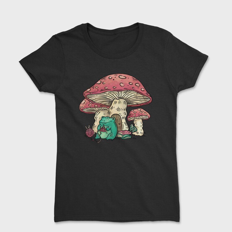 Frog Knitting Mushroom House, Tricou Femei