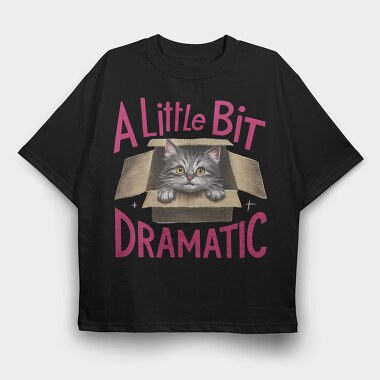 Cat In Box Dramatic, Tricou Oversize Barbati (Unisex)