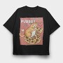 Cat Loves Pizza, Tricou Oversize Barbati (Unisex)