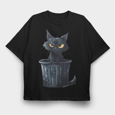 Cat In Bucket, Tricou Oversize Barbati (Unisex)
