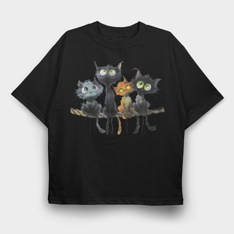 Cat Furry Friends, Tricou Oversize Barbati (Unisex)