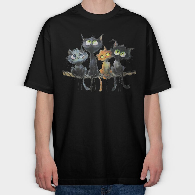 Cat Furry Friends, Tricou Oversize Barbati (Unisex)