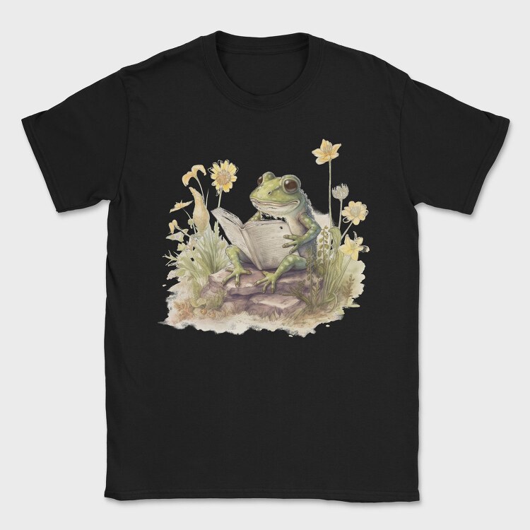 Frog Reading Watercolor, Tricou Barbati (Unisex)