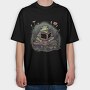 Frog Reading Flowers, Tricou Oversize Barbati (Unisex)
