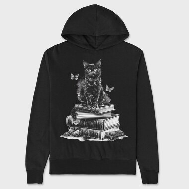 Cat Books Butterfly, Hanorac Oversize Barbati (Unisex)