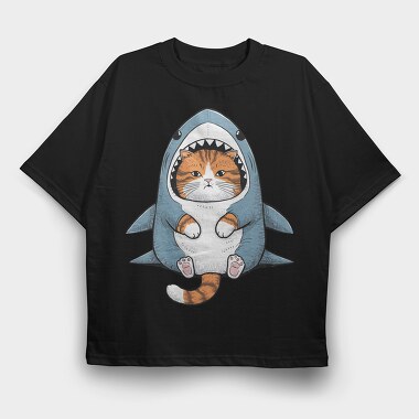 Cat Shark Hoodie, Tricou Oversize Barbati (Unisex)