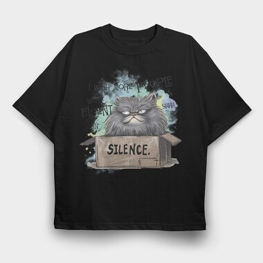 Cat Silence Box, Tricou Oversize Barbati (Unisex)