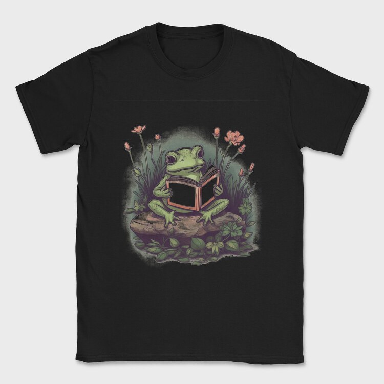 Frog Reading Flowers, Tricou Barbati (Unisex)