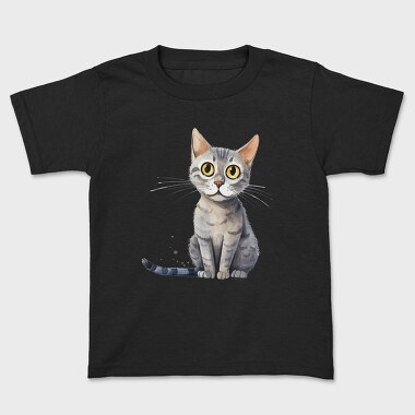 Cat Sitting Grey, Tricou Copii